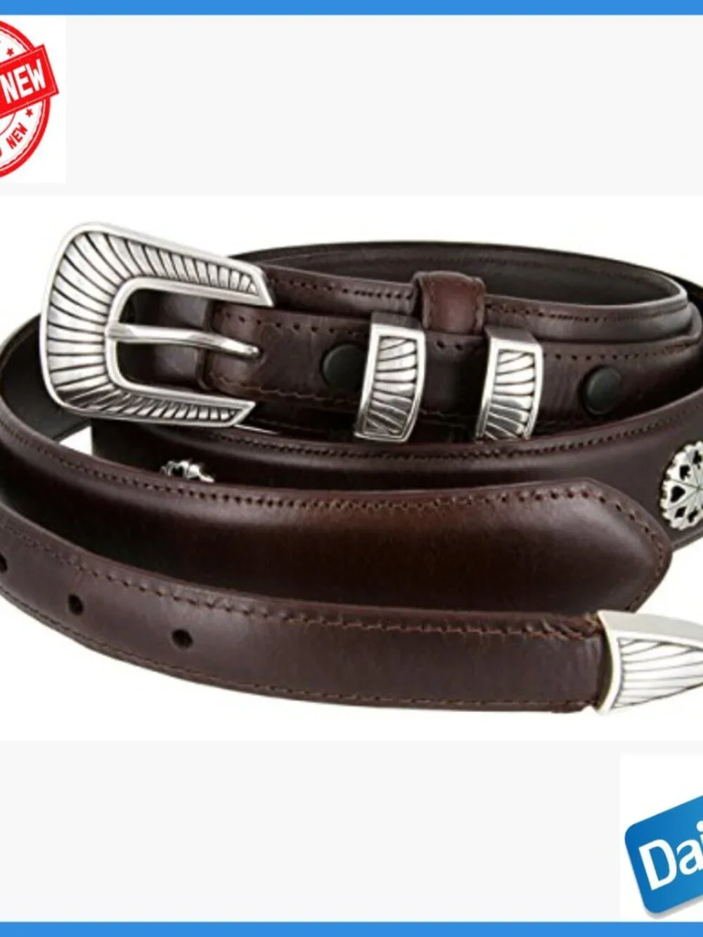 Men's Genuine Leather Western Belt with Poker Card Conchos Size 36